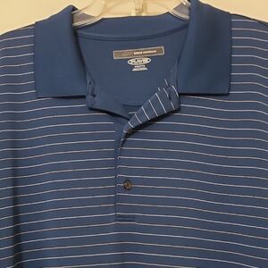 Greg Norman Play Dry Men's Navy Striped Short Sleeve Polo Shirt‎ Polyester - XXL